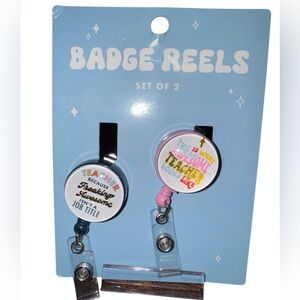 Teacher Badge Reels in Pink & Black NWT